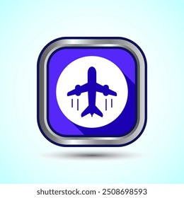 Airplane Icon Button Design Illustration. Flight Transport Sign. Travel, Holiday symbol