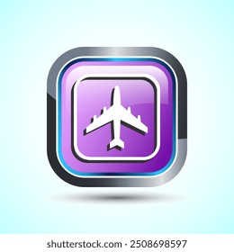 Airplane Icon Button Design Illustration. Flight Transport Sign. Travel, Holiday symbol