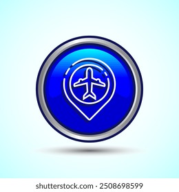 Airplane Icon Button Design Illustration. Flight Transport Sign. Travel, Holiday symbol