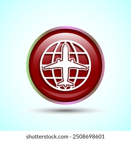 Airplane Icon Button Design Illustration. Flight Transport Sign. Travel, Holiday symbol