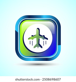 Airplane Icon Button Design Illustration. Flight Transport Sign. Travel, Holiday symbol