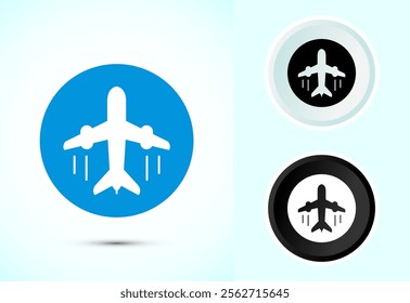 Airplane Icon Button Design Illustration. Flight Transport Sign. Travel, Holiday symbol