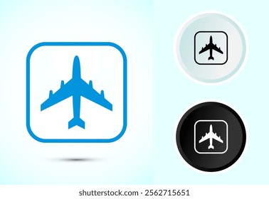 Airplane Icon Button Design Illustration. Flight Transport Sign. Travel, Holiday symbol