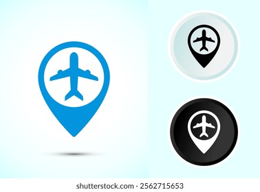 Airplane Icon Button Design Illustration. Flight Transport Sign. Travel, Holiday symbol