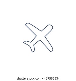 airplane icon or button in flat style with long shadow, isolated vector illustration on transparent background