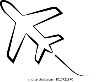 Airplane Icon Calligraphic, Vector Art Illustration