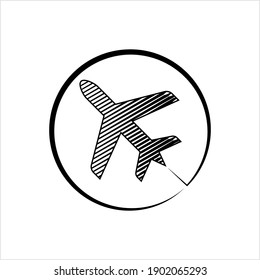 Airplane Icon Calligraphic Vector Art Illustration