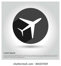 Airplane icon. Circle concept web buttons. vector illustration. Flat design style