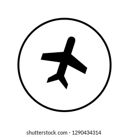 Airplane icon in circle. Vector Illustration