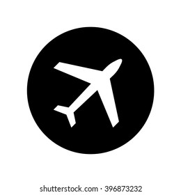 Airplane icon in circle . Vector illustration