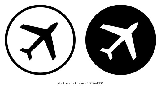 Airplane icon in circle . Vector illustration