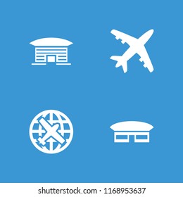 Airplane icon. collection of 4 airplane filled icons such as plane. editable airplane icons for web and mobile.