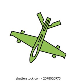 Airplane icon in color doodle style. Vector illustration