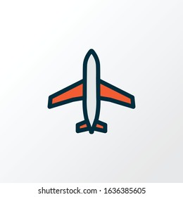 Airplane icon colored line symbol. Premium quality isolated aircraft element in trendy style.