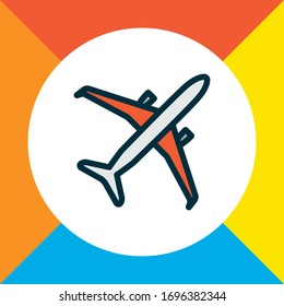 Airplane icon colored line symbol. Premium quality isolated aircraft element in trendy style.