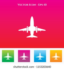 Airplane Icon in Colored Square box. eps-10