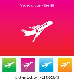 Airplane Icon in Colored Square box. eps-10