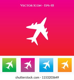 Airplane Icon in Colored Square box. eps-10