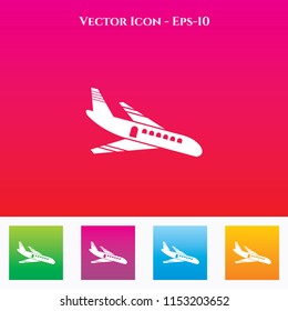 Airplane Icon in Colored Square box. eps-10