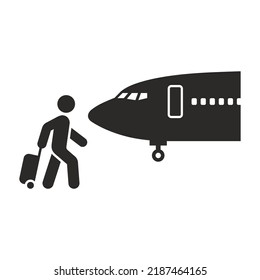 Airplane icon. Commercial aircraft. Plane. Passenger. Vector icon isolated on white background.
