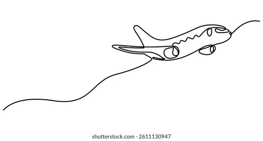 Airplane icon continuous one line drawing of outline vector illustration, One continuous line drawing of Airplane path. Business Concept of world travel and international flight, Single one line drawn