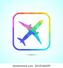 Airplane icon design illustration. Flight transport sign. Travel, holiday symbol in low poly style