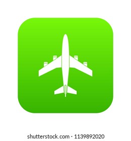 Airplane icon digital green for any design isolated on white vector illustration