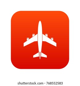 Airplane icon digital red for any design isolated on white vector illustration