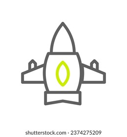 Airplane icon duocolor grey vibrant green colour military vector army element and symbol perfect.