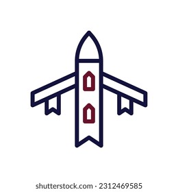 Airplane icon duocolor maroon navy colour military vector army element and symbol perfect.