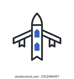 Airplane icon duotone blue grey colour military vector army element and symbol perfect.