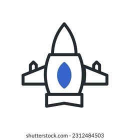 Airplane icon duotone blue grey colour military vector army element and symbol perfect.