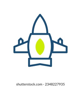 Airplane icon duotone green blue colour military vector army element and symbol perfect.