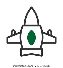 airplane icon duotone style grey green colour military illustration vector army element and symbol perfect. Icon sign from modern collection for web.