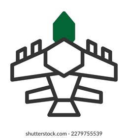 airplane icon duotone style grey green colour military illustration vector army element and symbol perfect. Icon sign from modern collection for web.