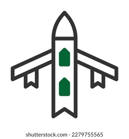 airplane icon duotone style grey green colour military illustration vector army element and symbol perfect. Icon sign from modern collection for web.