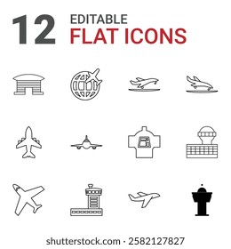 Airplane icon editable vector illustration 