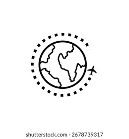 Icono del avión que explora el mundo. Icono del avión. Icono de la tierra