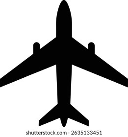 Airplane Icon Filled Silhouette Vector Illustration for Global Travel