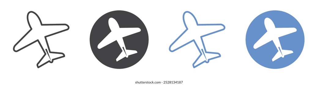 Ícone de avião Arte plana em preto e branco isolada