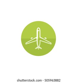 Airplane icon in flat color circle style. Aviation transportation travel