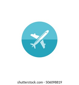 Airplane icon in flat color circle style. Aviation transportation