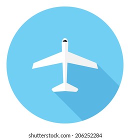 Airplane icon. Flat design style modern vector illustration. Isolated on stylish color background. Flat long shadow icon. Elements in flat design.