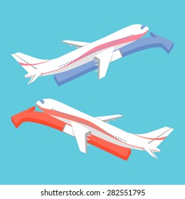 Airplane Icon Flat Minimal with Arrow