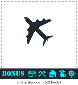 Airplane icon flat. Simple vector symbol and bonus icon