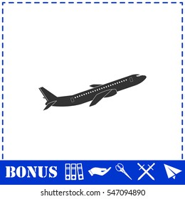 Airplane icon flat. Simple vector symbol and bonus icon