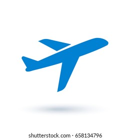 Airplane Icon in flat style. Isolated on white background with shadow