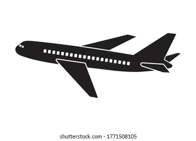 icono de avión en estilo plano, plano aislado en fondo blanco, vuelo, concepto de negocio de transporte, vector Ilustración