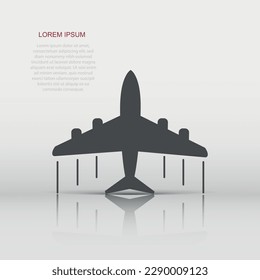Airplane icon in flat style. Plane illustration pictogram. Aircraft business concept.