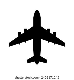 Airplane icon. Flat transportation plane symbol sign. Air fly isolated on the white background. Vector illustration.
